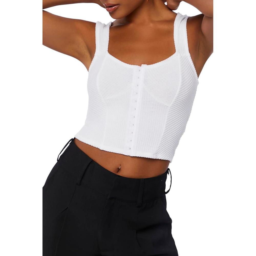 imageForever 21 Womens Ribbed Bustier Crop TopWhite
