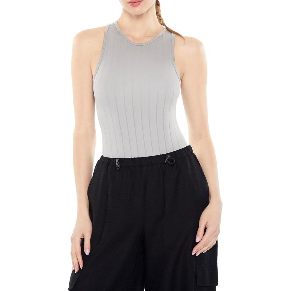imageForever 21 Womens Seamless Ribbed BodysuitGrey