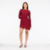 Forever 21 Womens Long Sleeve Lace Mini Dress Lace Overlay Fitted Party Outfit(Burgundy)