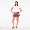 Forever 21 Womens Plaid Pleated Mini Skirt Schoolgirl Inspired Check Print(Burgundy)