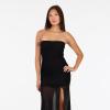 Forever 21 Womens Strapless Maxi Dress with Mesh Bottom(Black)