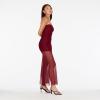 Forever 21 Womens Strapless Maxi Dress with Mesh Bottom(Red)