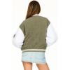 Forever 21 womens Oversized Corduroy Bomber Jacket(Green)