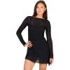 Forever 21 Womens Long Sleeve Lace Mini Dress Lace Overlay Fitted Party Outfit(Black)