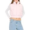 Forever 21 Women’s Puffer Vest – Cropped Quilted Zip-Up Outerwear with High Neck Collar(Pink)