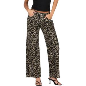 Forever 21 Womens Low Rise Baggy Stretch Denim(Leopard)