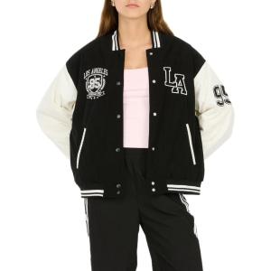 Forever 21 womens Oversized Corduroy Bomber Jacket(Black)