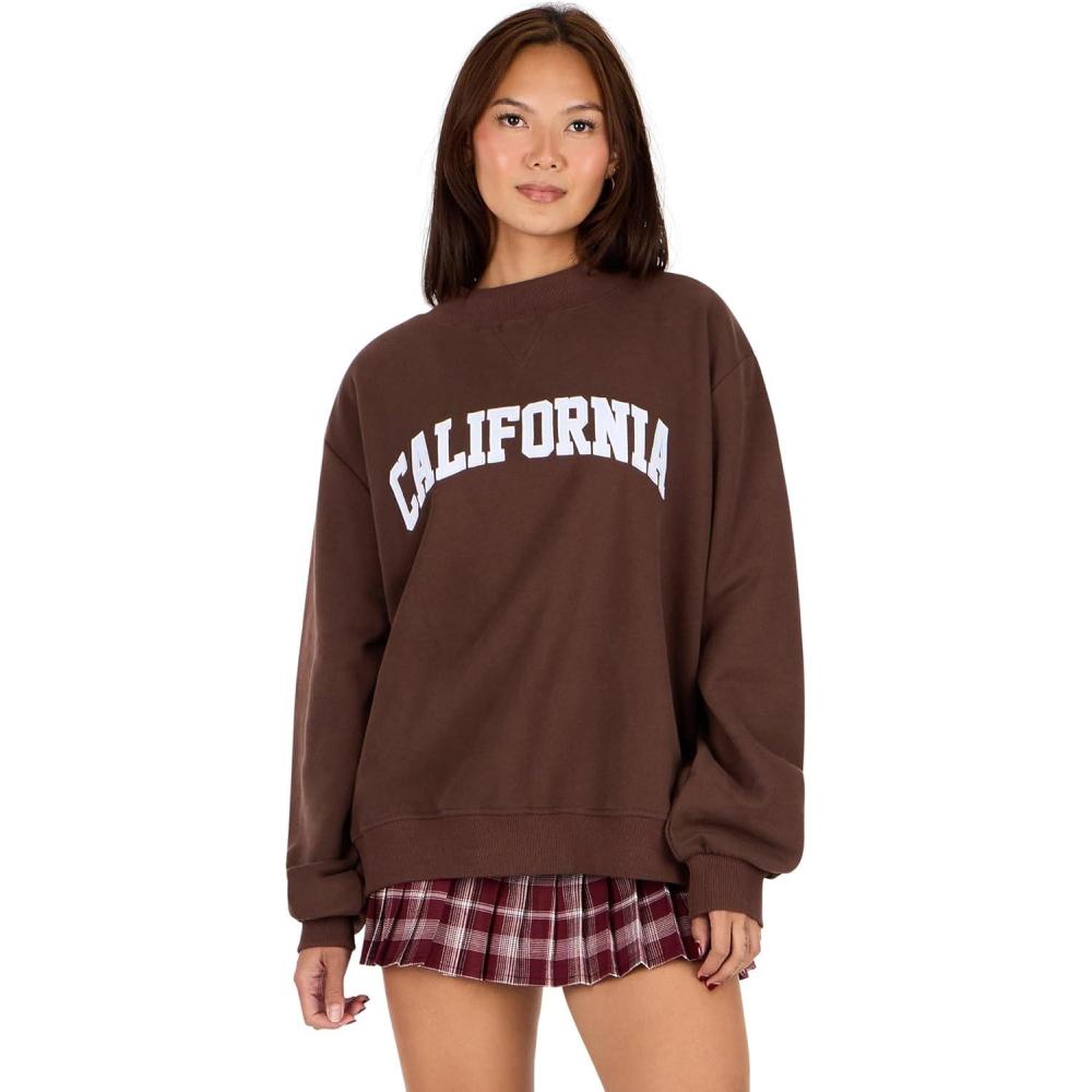 imageForever 21 womens Mock Neck Sweatshirt With Twill PatchBrown