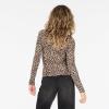 Forever 21 Womens Long Sleeve Square Neck Tshirt(Leopard)