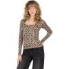 Forever 21 Womens Long Sleeve Square Neck Tshirt(Leopard)