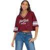 Forever 21 Womens Mesh Cropped Boxy Football Tee with Screens(Burgundy)