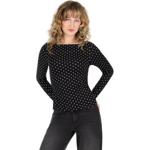 Forever 21 Womens Long Sleeve Top Front Doubled in Self(Black)