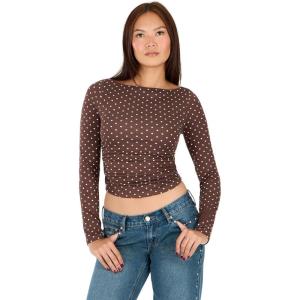 Forever 21 Womens Long Sleeve Top Front Doubled in Self(Brown)