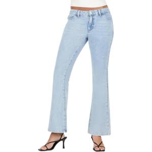 Forever 21 Womens Low Rise Heart Stitch Flare Jeans(Light Blue)