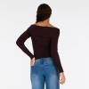 Forever 21 Womens Fold Over Off The Shoulder Sweater with Cable Knit Bottom(Brown)