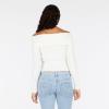 Forever 21 Womens Fold Over Off The Shoulder Sweater with Cable Knit Bottom(Ivory)