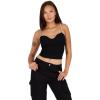 Forever 21 Women’s Bustier Top with Rhinestone Straps(Black)