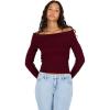 Forever 21 Womens Fold Over Off The Shoulder Sweater with Cable Knit Bottom(Red)