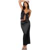 Forever 21 Womens Satin Maxi Skirt with Back Slit(Black)