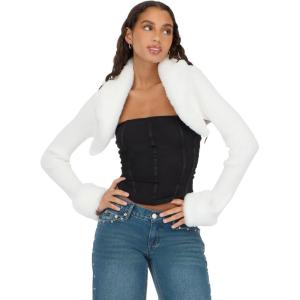 Forever 21 Womens Fur Trim Cropped Bolero(Ivory)