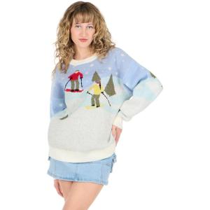Forever 21 womens Ski Date Mossy Intarsia Sweater(Blue)