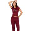 Forever 21 womens Tee and Fold Over Legging Set(Burgundy)