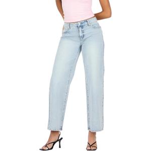 Forever 21 Womens Rhinestone Heart Wide Leg Jeans(Light Blue)