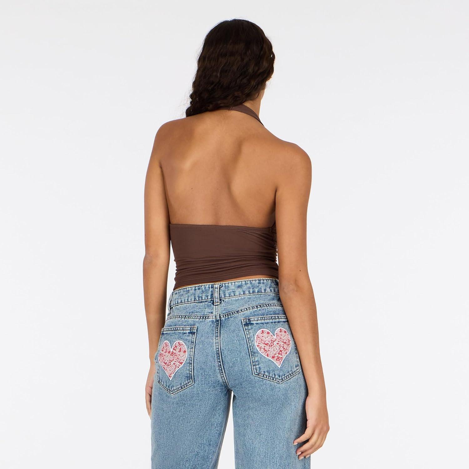 imageForever 21 Womens Halter Deep V Neck TopBrown