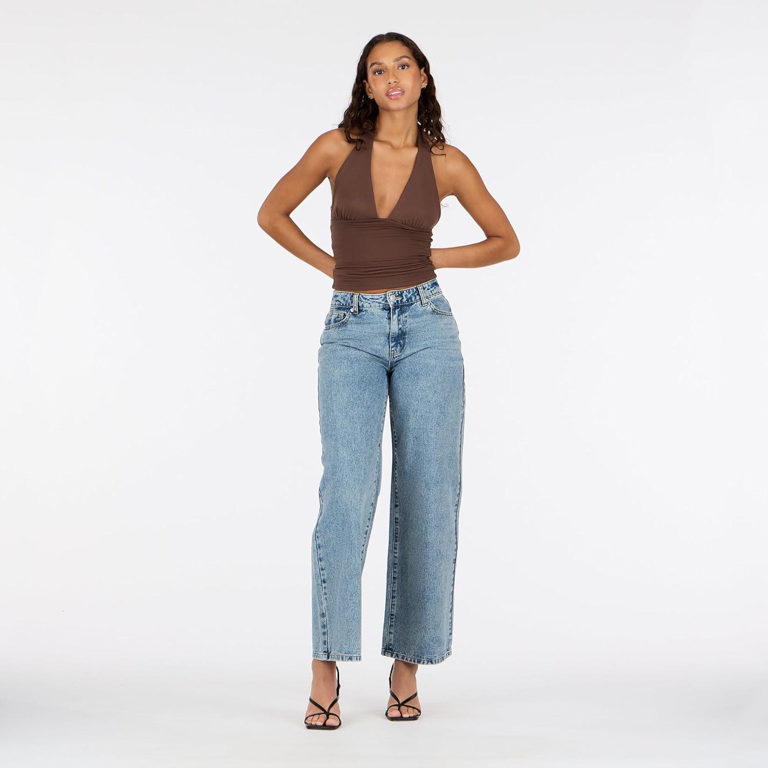 imageForever 21 Womens Halter Deep V Neck TopBrown