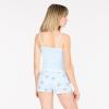 Forever 21 Womens Rib Tank with Screen and Lace Trim(Blue)