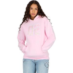 Forever 21 womens Fleece Hoodie With Twill Patch(Pink)