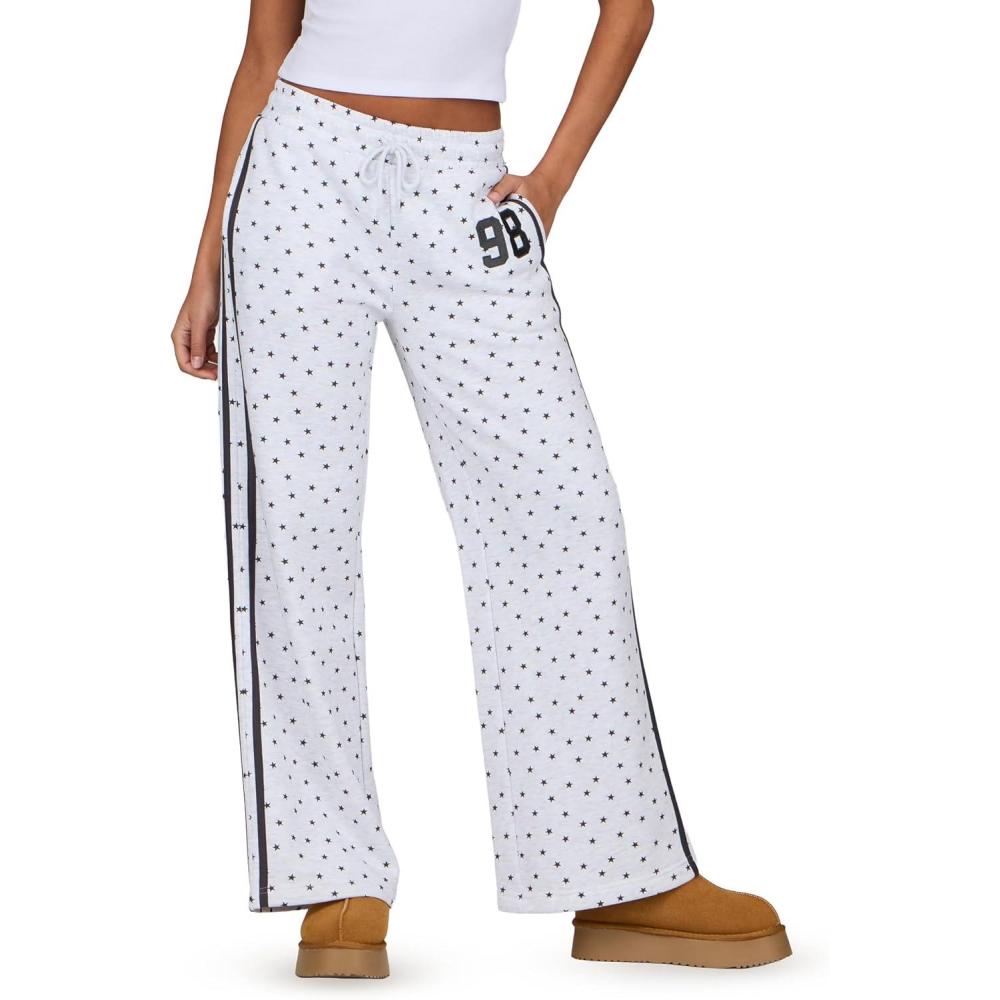 imageForever 21 Womens Wide Leg Jogger with AOP and GraphicHeather Grey