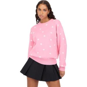 Forever 21 Womens All Over Intarsia Crew Neck Sweater(Pink)