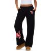 Forever 21 Womens Wide Leg Jogger with Small Screen Print and Rhinestones(Black)