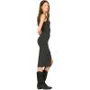 Forever 21 Women’s Midi Dress – Square Neckline with Front Slit(Charcoal)