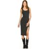 Forever 21 Women’s Midi Dress – Square Neckline with Front Slit(Charcoal)