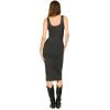 Forever 21 Women’s Midi Dress – Square Neckline with Front Slit(Charcoal)