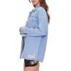 Forever 21 womens Denim Distressed Shacket(Light Denim)