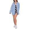 Forever 21 womens Denim Distressed Shacket(Light Denim)