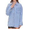 Forever 21 womens Denim Distressed Shacket(Light Denim)