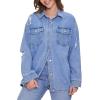 Forever 21 womens Denim Distressed Shacket(Medium Denim)