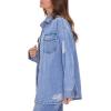 Forever 21 womens Denim Distressed Shacket(Medium Denim)