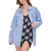 Forever 21 womens Denim Distressed Shacket(Light Denim)