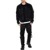 Forever 21 Mens Satin Drawstring Utility Strap Pants(Black)