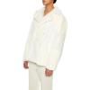 Forever 21 mens Faux Fur Two-tone Checkered Coat(Cream)