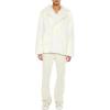 Forever 21 mens Faux Fur Two-tone Checkered Coat(Cream)