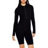Forever 21 womens Seamless Half-zip Mock Neck Romper(Black)