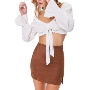 Forever 21 Womens Faux Suede Mini Skirt(Brown)