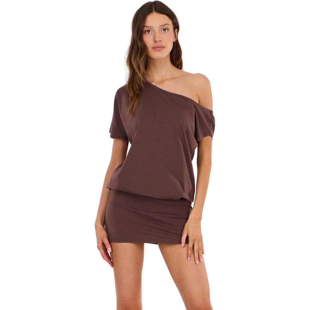 image:imageForever 21 Womens Short Sleeve Mini Dress Off ShoulderBrown