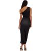 Forever 21 Womens Maxi Dress with Side Ruching Detail(Black)